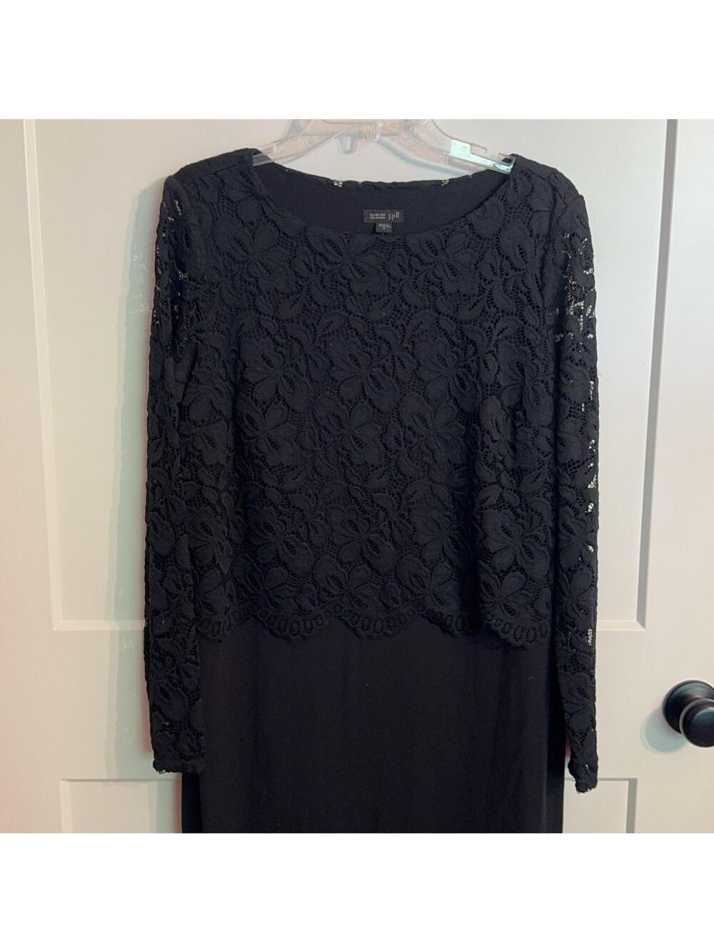 J. Jill Dress Medium Black Lace Sheath Long Sleeve Wearever Party Wedding Chic